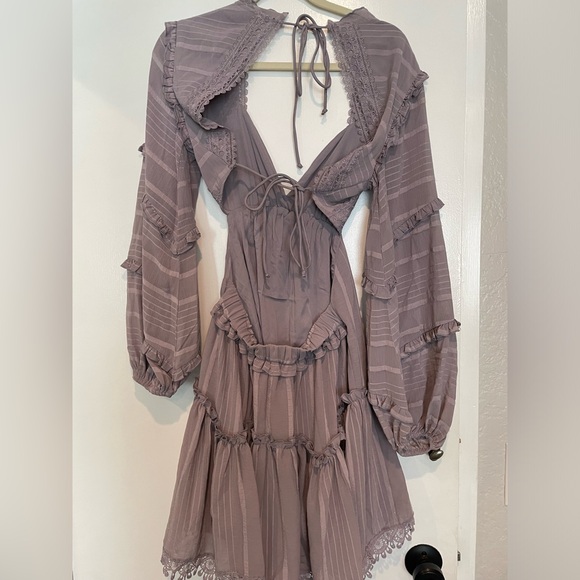 ASOS DESIGN lace insert tiered mini dress with trim detail - Picture 1 of 3